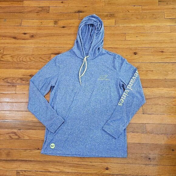 Vineyard Vines Other - Vineyard Vines Mens Blue Neon Green Logo Long Sleeve Hood Shirt S